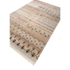 Tapis Manchaha 9x12 noué à la main en laine et soie de bambou - Les-2502 - Tapis géométrique rectangulaire pour salon et couloir, idéal pour la maison - Product Image 2