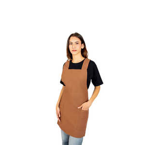 Tablier de travail robuste Odaiba en cuir véritable marron et PU pour chef, barbier, boucher, jardinier et soudeur - Product Image 1