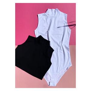 Maglietta lunga senza maniche in cotone di velluto a coste (2 pezzi) in bianco e nero Lycra senza maniche - Product Image 6