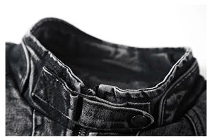 Veste en jean personnalisée sans impression à capuche pour hommes veste en jean avec boutons et lettres imprimées veste en jean personnalisée veste en jean - Product Image 4