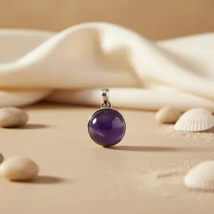 Pendentif en argent 925 fait main avec pierre précieuse améthyste, or rose et rubis en quartz taille émeraude pour femme, pendentif de charme, bijoux - Product Image 1