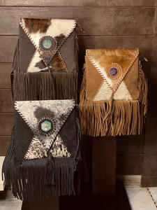 Nouveau Style occidental cheveux sur cacher fourrure daim cuir frange sac haute qualité Boho femmes fourrure cuir Unique moyen Concho frange sacs - Product Image 3