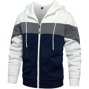 Sudadera con capucha personalizada de algodón y poliéster con cremallera para actividades al aire libre, sudadera lisa con corte penal en blanco - Product Image 1