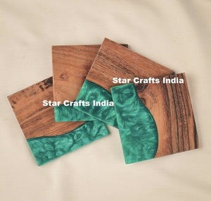 Posavasos cuadrados de madera Natural 100% con diseños de borde de ratán de bambú, alfombrillas para bebidas hechas a mano para cocina y accesorios de decoración del hogar - Product Image 3