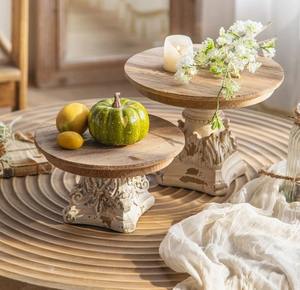 Support à gâteau artisanal en bois d'acacia de qualité supérieure, écologique, compatible lave-vaisselle, rustique et élégant, pour mariages et événements - Product Image 4