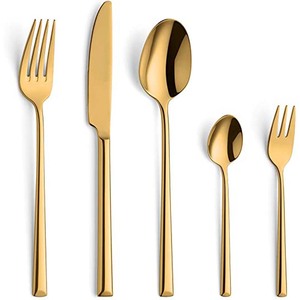 Ensemble de couverts argenterie en acier inoxydable pour restaurant de luxe moderne ensemble de couverts à long manche cuillère couteau et fourchette - Product Image 5