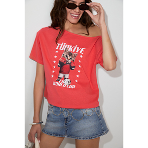 GRIMELANGE MANAIA T-shirt imprimé spécial Coupe du Monde à épaule unique 100 % biologique Pmauklu pour femme - Product Image 1