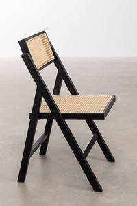 เก้าอี้ทานอาหารพับได้โครงไม้สักเฟอร์นันด์ โซลิด พร้อมหวายสำหรับใช้งานกลางแจ้งหรือในร่ม สีดำ - Product Image 2