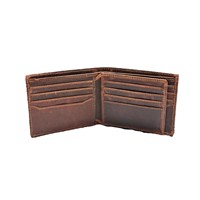 Dompet kulit pendek kualitas Premium pria tipe penutupan terbuka dengan lapisan poliester