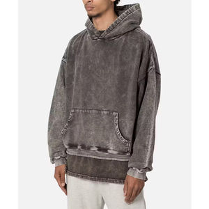 Nueva llegada pulóver Hombre Sudaderas con capucha de alta calidad 100% algodón lavado ácido Sudadera con capucha para hombres sudaderas Streetwear hombro caído - Product Image 2