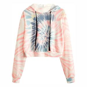 Sweat-shirt à capuche pour femme avec imprimé tie-dye tendance, broderie, automne/hiver/printemps, manches longues, pull-over - Product Image 3