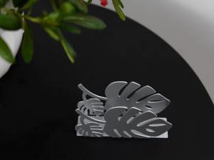 Support à serviettes en argent avec motif de feuille artistique pour la table de cuisine, la salle à manger, la décoration de la maison, le service des invités et les cadeaux, en provenance d'Inde - Product Image 4