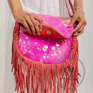 LW 2024 Sac de messager en cuir de vachette véritable fabriqué à la main et personnalisé à sangle unique Sac à franges portable pour femmes-pour le printemps et l'hiver - Product Image 2