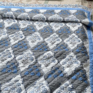 Edredón de algodón con estampado de Jaipuri, colcha de algodón de alta calidad, Reversible, hecha a mano, color rosa - Product Image 6