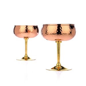 Hecho a mano Vintage único elegante antiguo personalizado diseño moderno contemporáneo cobre y latón vino y Copa de agua - Product Image 2