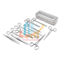 Ensemble de 13 pièces de kit de chirurgie mineure de base, instruments chirurgicaux en acier inoxydable de qualité médicale, réutilisables, autoclavables, norme allemande