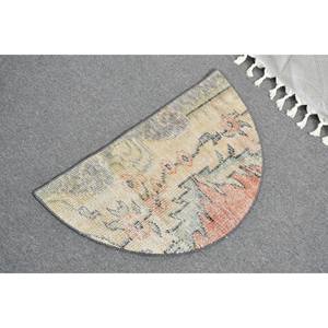 Alfombra de lana turca Vintage de 2,5x1,5 pies, estilo clásico Beige, diseño abstracto de retazos, pasillo rectangular de área grande para habitación de adolescentes - Product Image 4