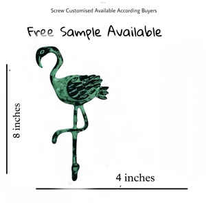 Safari verde desgastado hierro fundido flamenco pájaro pared artículo decorativo abrigo sombrero ganchos llavero colgador hecho a mano ganchos rieles - Product Image 2