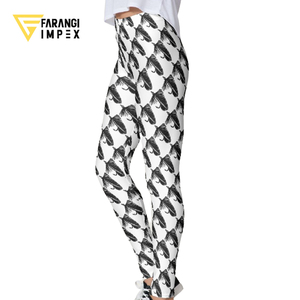 Leggings de sport imprimés numériquement par sublimation personnalisée pour femmes, motif pêche noir, taille haute, longueur intégrale, extensibles, pour yoga - Product Image 6