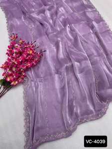 Nouvelle tendance traditionnelle Vichitra soie broderie Zari fils travail Sari avec pierre travail femmes fabricant de mode de l'Inde - Product Image 3