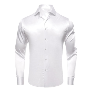 ชุดเดรสผ้าไหมซาตินสำหรับผู้ชาย, เสื้อเชิ้ตผู้ชายผ้าย้อมสีเส้นด้ายระบายอากาศได้ดี - Product Image 2