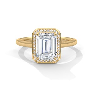 Anillo Solitario con Halo de Moissanita Corte Esmeralda de 2.0ct, Plata de Ley 925, Anillo de Compromiso - Product Image 2