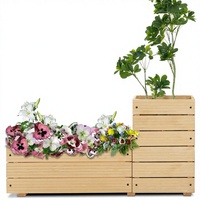 Lit de jardin surélevé en bois en forme de L pour légumes d'extérieur, herbes et fleurs-Pots de fleurs et jardinières