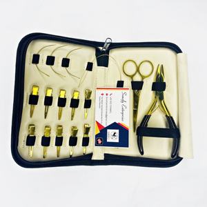 Professional High Quality Gold Plasma Color Stainless Steel <b>Hair</b> <b>Extension</b> <b>Beading</b> Tool Kit Hand Tied <b>Hair</b> Grafting Plier - Product Image 5