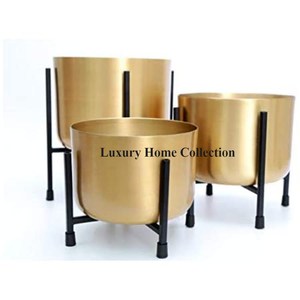 <b>Square</b> Shape Copper Plated Metal Creative Flower <b>Pots</b> and Planters Designer Round Large Shaper Hammered Design Modern Style - Product Image 6