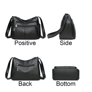 2024 dames mode sacs à bandoulière en cuir PU souple femmes sac à main en cuir véritable noir sac à main à bandoulière - Product Image 3