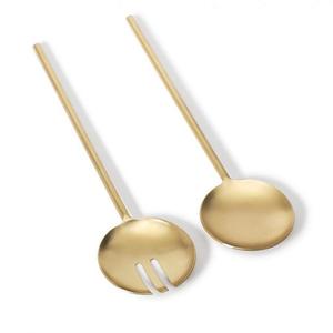 hot sale Salad Server For Serving The Salad gold plating matte New <b>Metal</b> Flatware In Wholesale Price New Cutlery Spoon And Fork - Product Image 1