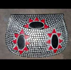 Gold Mosaic <b>Clutch</b> Purse for <b>Bridesmaids</b> or Cocktail Parties Indian Mosaic <b>Clutch</b> <b>Bag</b> with Brass Finish for Ethnic Outfits - Product Image 4