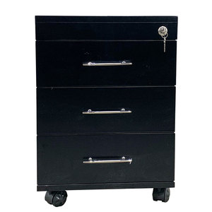 TCN68018 - Classeur de rangement personnel moderne en bois d'hévéa noir avec 3 tiroirs amovibles 50x40x50 cm pour la maison, le bureau, l'école, l'hôpital - Product Image 2