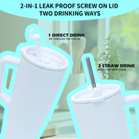 Vente flash : Tasse à double paroi de 40 oz avec poignée anti-fuite, isolée sous vide, revêtement en poudre violet, personnalisable, en acier inoxydable, pour l'extérieur