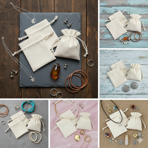 Sac cadeau personnalisable en coton biologique biodégradable et recyclable avec cordon de serrage pour montres et bijoux avec logo imprimé - Product Image 2