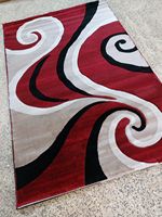 Tapis Adiva turc moderne en jacquard, tissé à la machine, résistant aux taches, à poils longs, en polypropylène, motif abstrait, jute, pour la maison