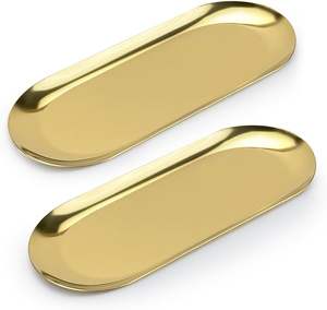 ถาดเสิร์ฟโลหะชุบสังกะสีทรงกลมหรูหราทนทานและมีสไตล์สำหรับเสิร์ฟเครื่องดื่มหรือของตกแต่ง - Product Image 3