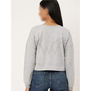 OEM Service Soft Touch Breathable Women's Summer <b>Sweatshirt</b> by WAKIN WEAR Typographic Print with Drop Shoulders - Product Image 2