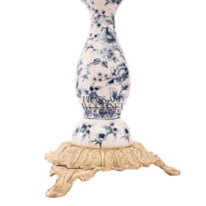 เชิงเทียนทองเหลืองสีทองหรูหราพร้อมตัวเครื่องพอร์ซเลนลายดอกไม้ดีไซน์ยุโรปคลาสสิกและผู้ถือสี่แขนที่หรูหรา - Product Image 4