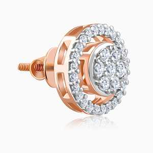 Rose Gold Poise <b>Halo</b> Exquisite Lab Grown Diamond <b>Earrings</b> Created for Modern Sophisticated Women - Product Image 1