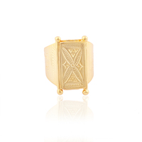 Anillo de fundición liso para caballeros de diseño pesado, joyería de tendencia chapada en oro de latón sólido, anillo ajustable hecho a mano, regalo para él