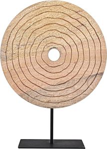 Sculpture Hokuta avec base Décoration de chambre pour salon Décoration de table en bois naturel et métal noir - Product Image 1