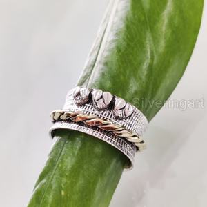 Infinity Spinner Band Bague de méditation Bague de pouce pour femme en argent sterling 925 Fidget Bijoux faits à la main Bague Spinner pour homme de Noël - Product Image 6