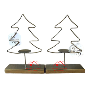 Ensemble de 3 bougeoirs en forme d'arbre décor de Noël meilleure vente décor à la maison décoratif Antique fini - Product Image 1