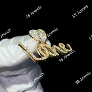 Women's Anniversary Gift Custom Name Charm VVS Moissanite <b>Pendant</b> with 925 Sterling Silver & 10K Gold Plated Heart <b>Bail</b> - Product Image 5