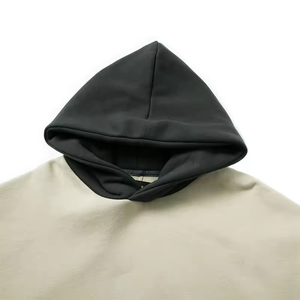 Sudadera con capucha personalizada de gran tamaño 100% algodón para hombre con parche bordado con apliques recortados de <span class=keywords><strong>color</strong></span> bloqueado sin cuerdas Boxy Fit para invierno - Product Image 5