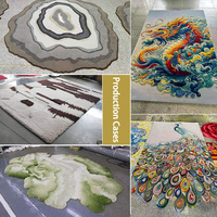 Tapis HENGJIU personnalisé en forme de feuille de lotus 3D, 100 % laine de Nouvelle-Zélande, tufté à la main, insonorisant, pour hôtels de luxe et projets architecturaux