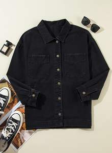 แจ็คเก็ตยีนส์แขนยาวทรงหลวมแบบมีรูระบายอากาศ สไตล์แฟชั่น ล้างสีอ่อน สำหรับผู้หญิง ขายส่ง รับสั่งทำ - Product Image 4