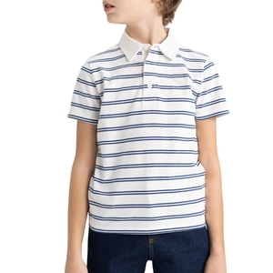 Polo rayé à manches courtes pour garçons, haut à col pour enfants, polyester et élasthanne, écologique, séchage rapide, tricot décontracté, couleurs personnalisées - Product Image 5