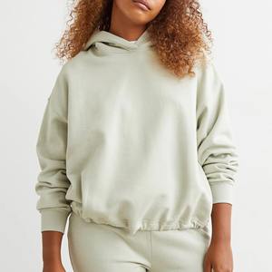 Sweat-shirt pull surdimensionné avec logo personnalisé pour femmes Sweat à capuche en Spandex/coton épais Décoration en dentelle Techniques lavées solides - Product Image 3